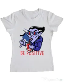 Tricou ADLER dama Be positive Alb