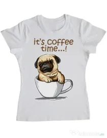 Tricou ADLER dama Its Coffee Time Alb