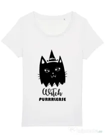 Tricou STANLEY STELLA dama Witch Purrrlease Alb