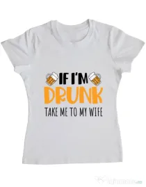 Tricou ADLER dama Take me to my wife Alb
