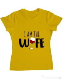 Tricou ADLER dama I am the wife Galben