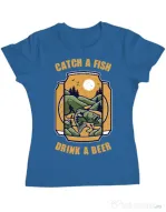 Tricou ADLER dama Catch a fish Albastru azuriu