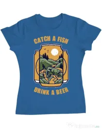 Tricou ADLER dama Catch a fish Albastru azuriu