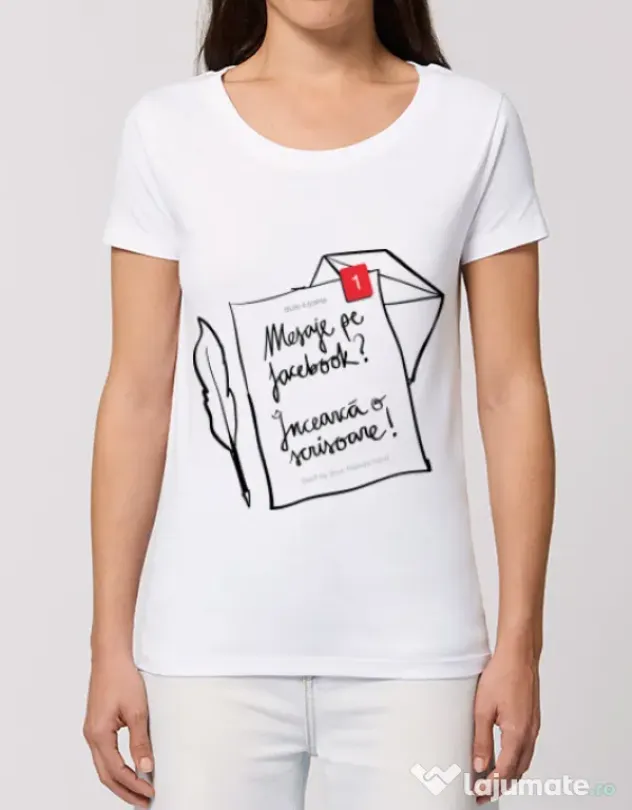 Tricou STANLEY STELLA dama Incearca o scrisoare Alb