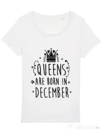 Tricou STANLEY STELLA dama Queens are born in December Alb