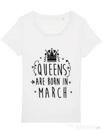 Tricou STANLEY STELLA dama Queens are born in March Alb