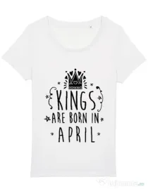 Tricou STANLEY STELLA dama Kings are born in April Alb