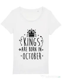 Tricou STANLEY STELLA dama Kings are born in October Alb