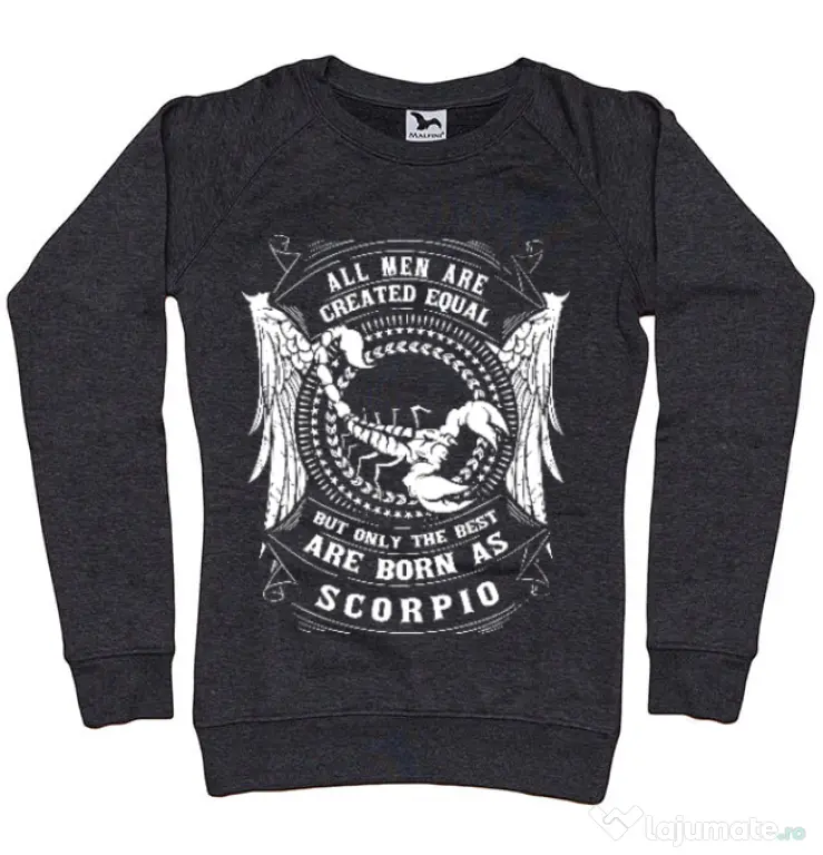 Bluza ADLER dama The best men are born as Scorpio Negru melanj
