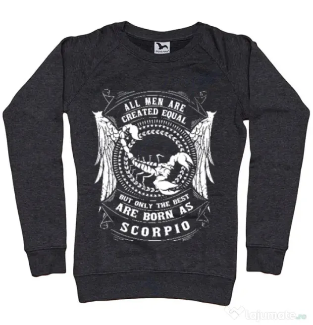 Bluza ADLER dama The best men are born as Scorpio Negru melanj