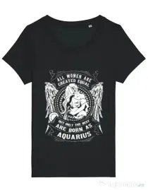 Tricou STANLEY STELLA dama The best women are born as Aquarius Negru