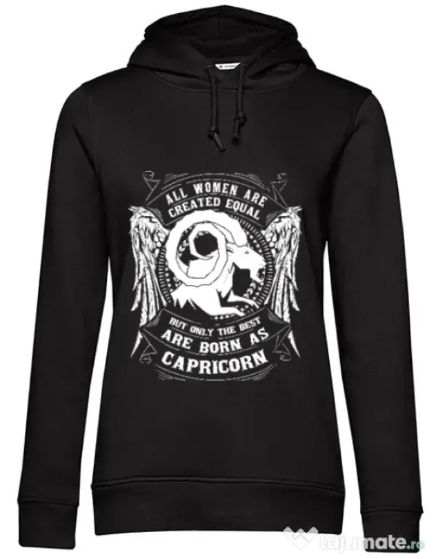 Hoodie dama cu gluga The best women are born as Capricorn Negru