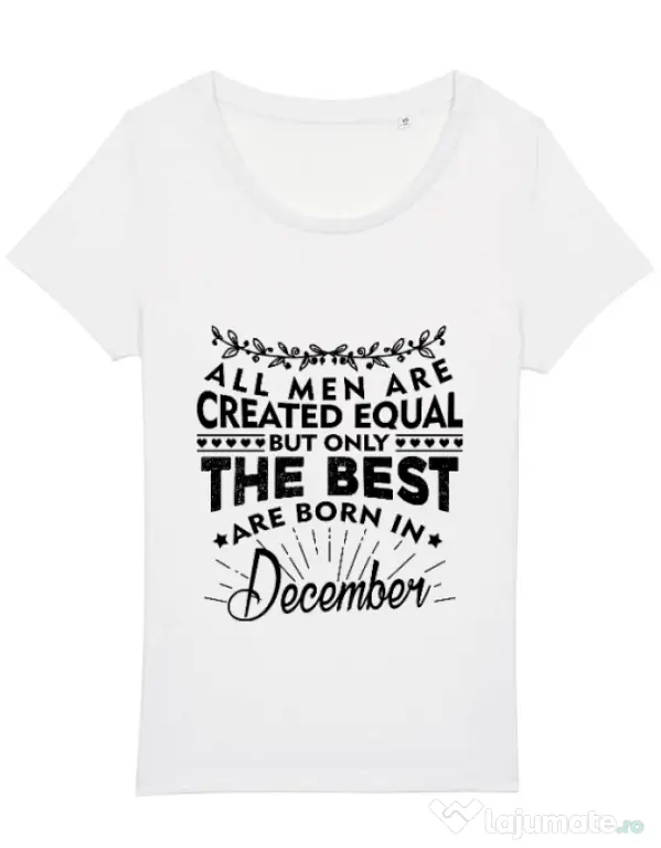 Tricou STANLEY STELLA dama The best men are born in December Alb