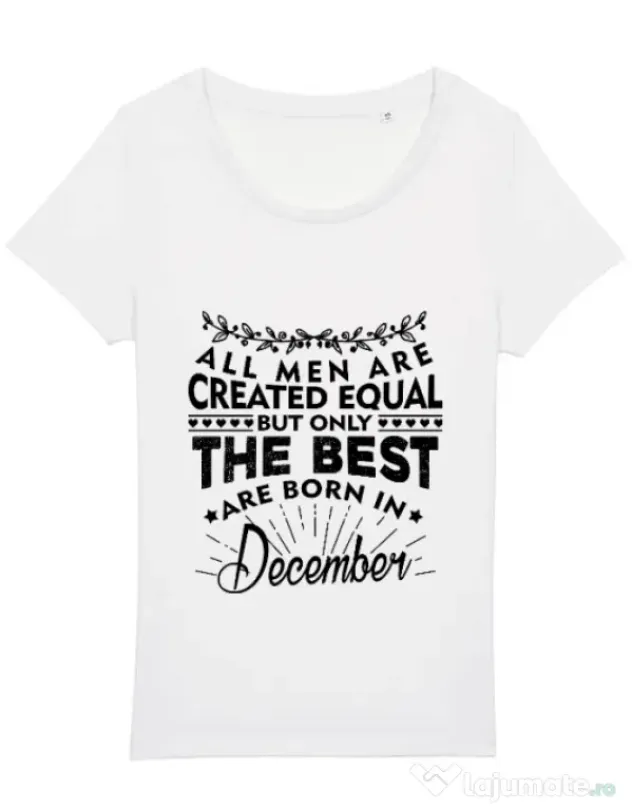 Tricou STANLEY STELLA dama The best men are born in December Alb