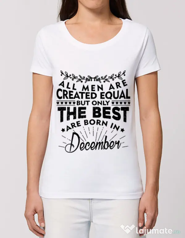 Tricou STANLEY STELLA dama The best men are born in December Alb