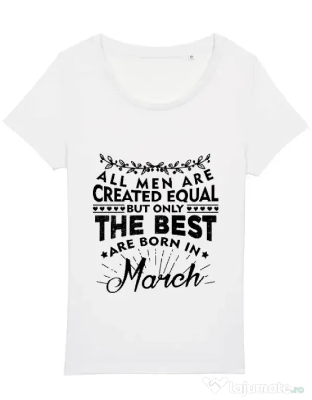 Tricou STANLEY STELLA dama The best men are born in March Alb