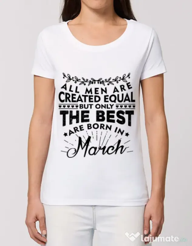 Tricou STANLEY STELLA dama The best men are born in March Alb