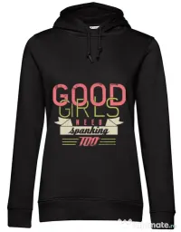 Hoodie dama cu gluga Good girls need spanking Negru