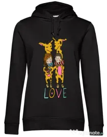 Hoodie dama cu gluga Giraffes love Negru