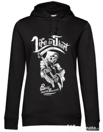 Hoodie dama cu gluga Life is short Negru