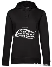 Hoodie dama cu gluga Powered by caffeine Negru