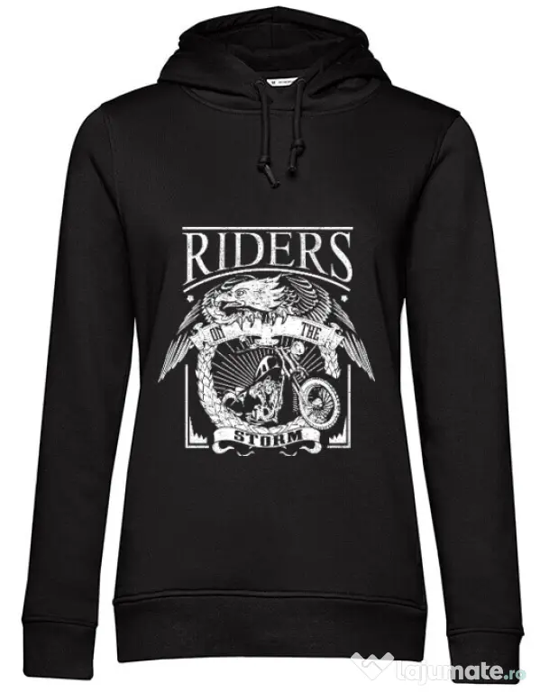 Hoodie dama cu gluga Riders on the storm Negru