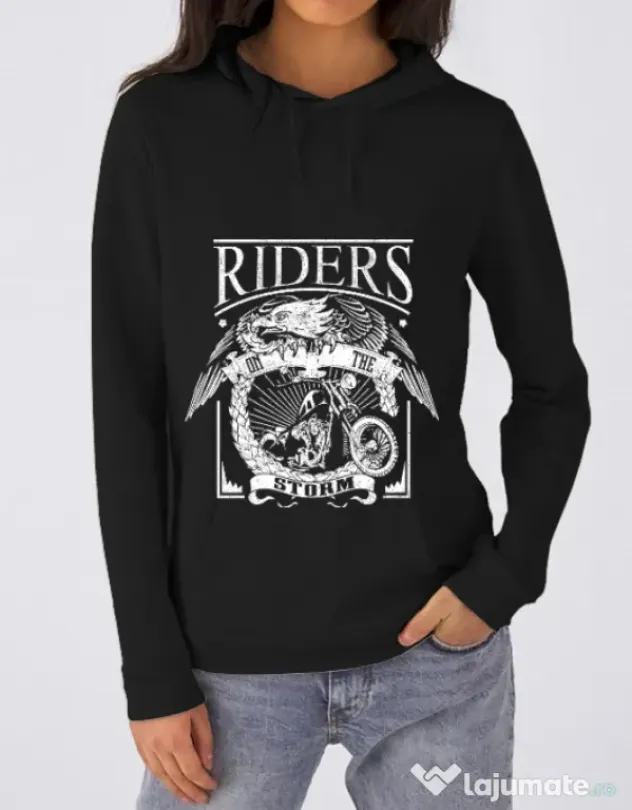 Hoodie dama cu gluga Riders on the storm Negru
