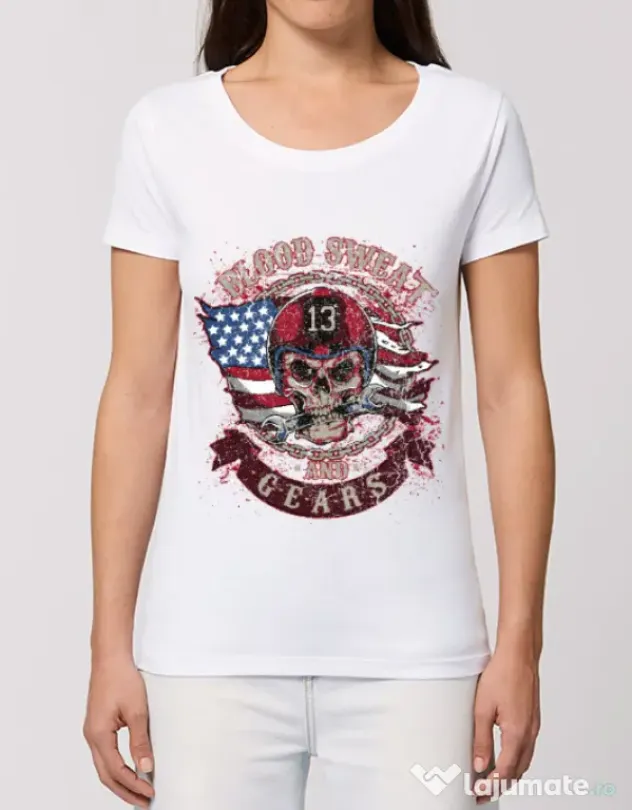 Tricou STANLEY STELLA dama Blood sweat and gears Alb