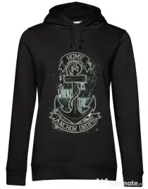 Hoodie dama cu gluga The anchor drops Negru