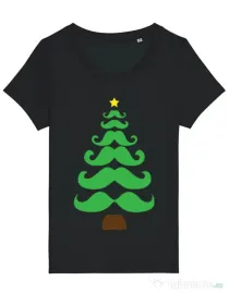 Tricou STANLEY STELLA dama Moustache Christmas tree Negru