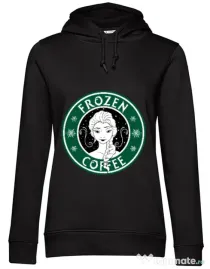 Hoodie dama cu gluga Frozen coffee Negru