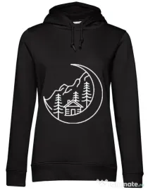 Hoodie dama cu gluga Moon life Negru