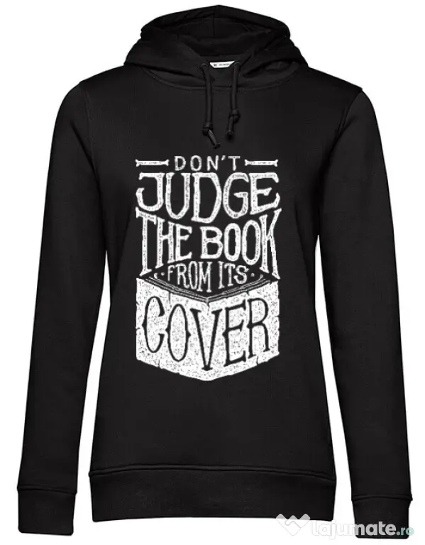 Hoodie dama cu gluga Book cover Negru