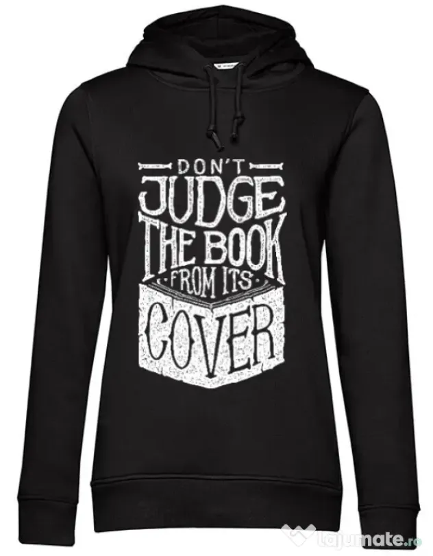 Hoodie dama cu gluga Book cover Negru