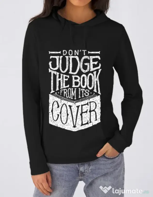 Hoodie dama cu gluga Book cover Negru