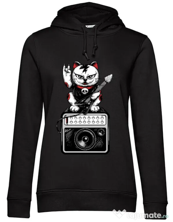 Hoodie dama cu gluga Lets rock Negru