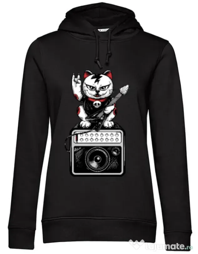 Hoodie dama cu gluga Lets rock Negru