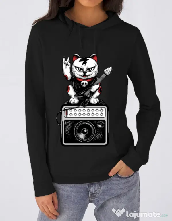 Hoodie dama cu gluga Lets rock Negru