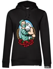 Hoodie dama cu gluga Rockabilly Nurse Negru