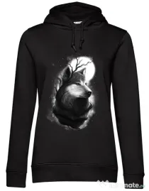 Hoodie dama cu gluga Night wolf Negru