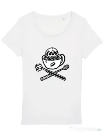 Tricou STANLEY STELLA dama Death before decaf Alb