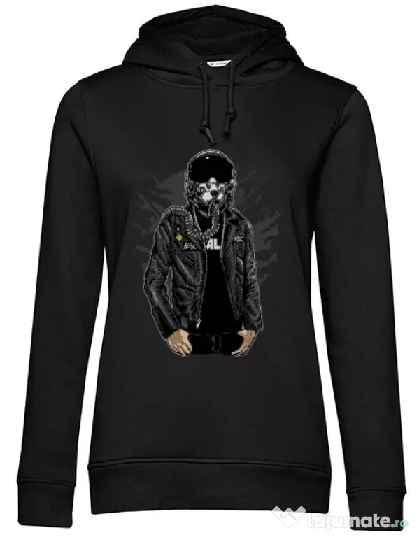 Hoodie dama cu gluga Sky fighter Negru