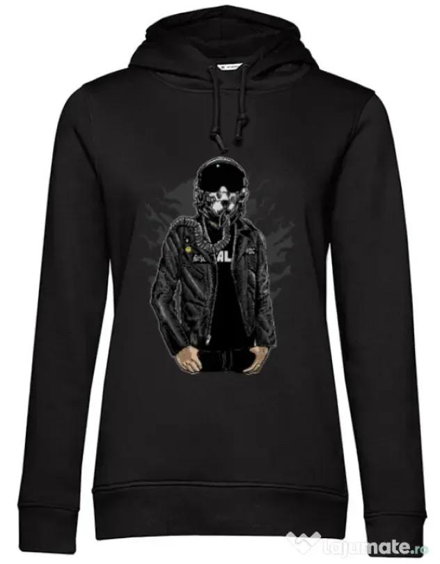Hoodie dama cu gluga Sky fighter Negru