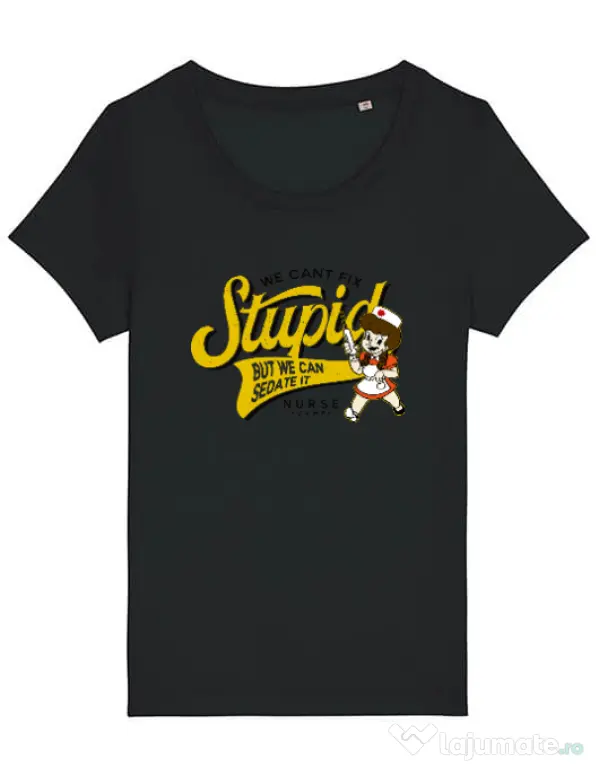 Tricou STANLEY STELLA dama Can\'t fix stupid Negru