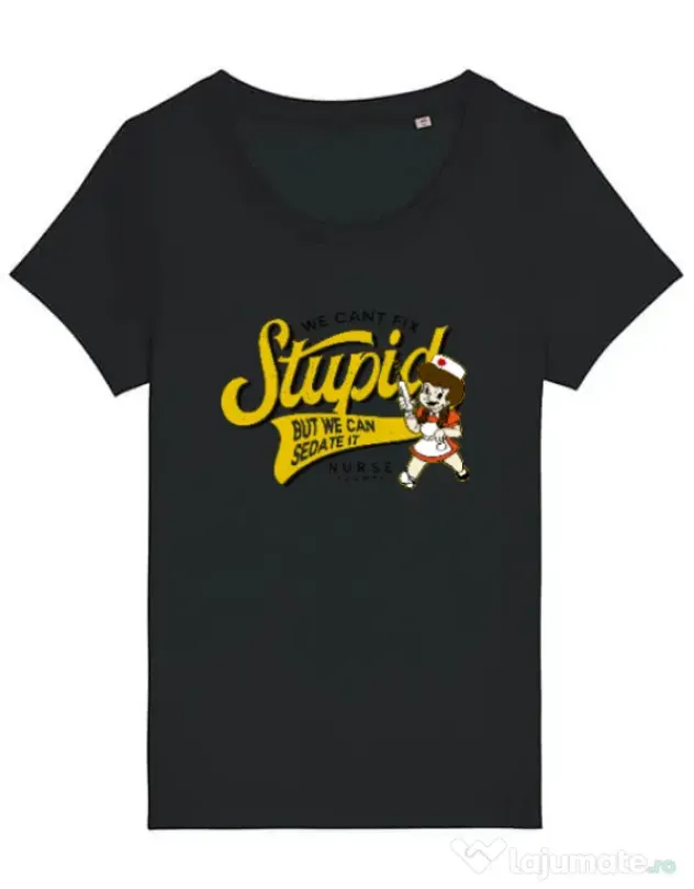 Tricou STANLEY STELLA dama Can\'t fix stupid Negru