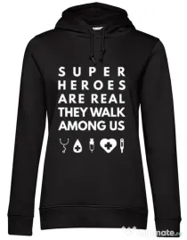 Hoodie dama cu gluga Medical heroes Negru