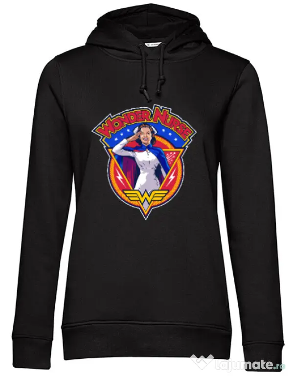 Hoodie dama cu gluga Wonder nurse Negru