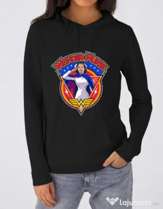 Hoodie dama cu gluga Wonder nurse Negru