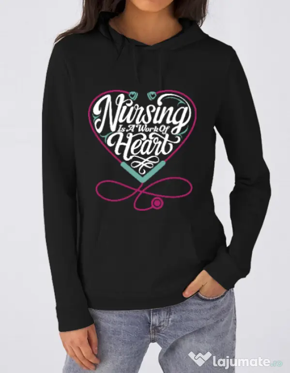Hoodie dama cu gluga Work of heart Negru