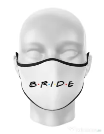 Masca personalizata reutilizabila Bride friends Alb